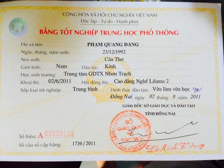 Làm bằng cấp 3 giá 1 -2 triệu lấy nhanh - Giải pháp gấp cho hồ sơ